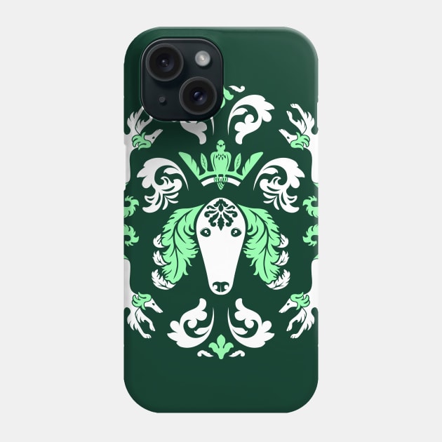 The Spirit of Saluki Damask (Green) Phone Case by illucalliart