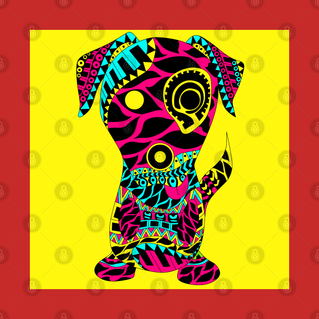 dog with tattoo in mexican mandala ecopop by jorge_lebeau