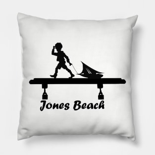 Jones Beach Art Deco Sign - Kid with a Sailboat Pillow