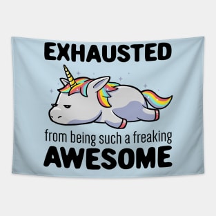 Exhausted From Being Awesome Lazy Unicorn Gift Tapestry