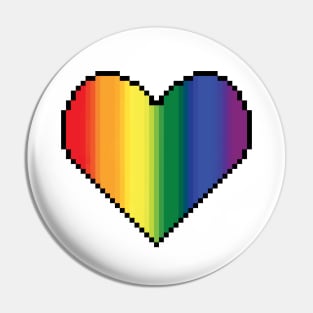 inclusive Pride LGBTQ Rainbow flag heart pixel art Pin