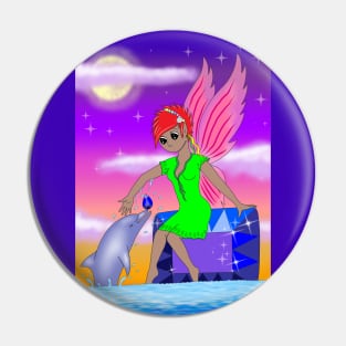 Sapphire fairy and dolphin friend Pin