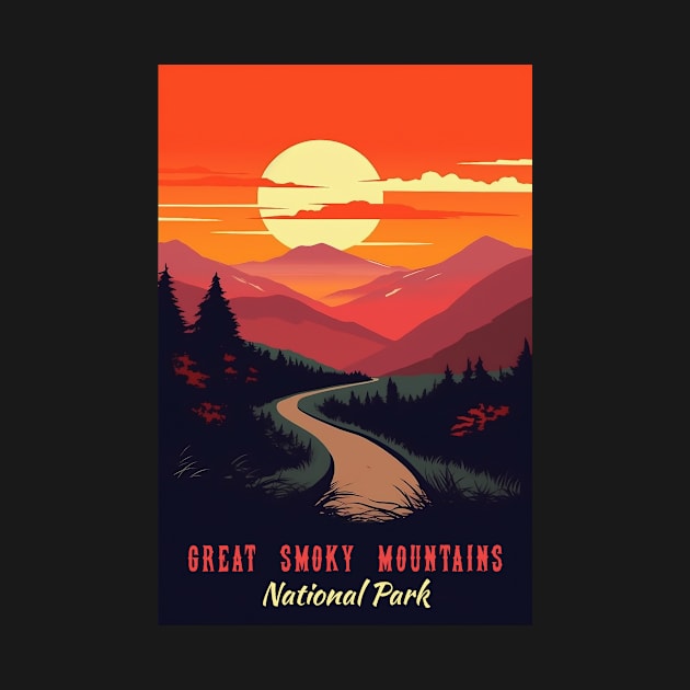 Great Smoky Mountains national park vintage travel poster by GreenMary Design