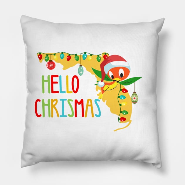 Hello Christmas Pillow by Flip Flops in Fantasyland