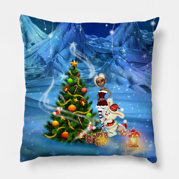 Merry christmas in a winter landscape Pillow by Nicky2342