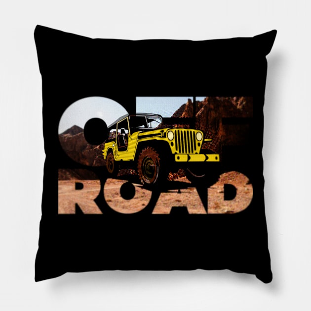 Off road off-road vehicle with an interesting graphic design for the mountains Pillow by PopArtyParty