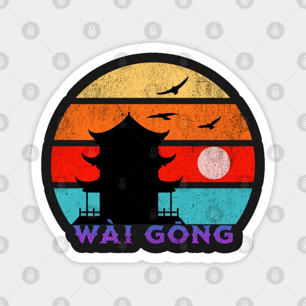 Wài Gōng Retro Sunset Ocean Grandfather Magnet by HolidayBug