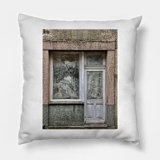 Whitewashed Windows In An Old Shop In France Pillow