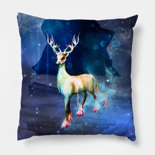 Wonderful fantasy deer in a winter landscape Pillow