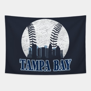 Vintage Tampa Bay Downtown City Skyline Baseball Gameday Tapestry