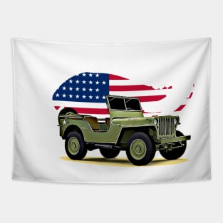 Willys Jeep USA Print Tapestry