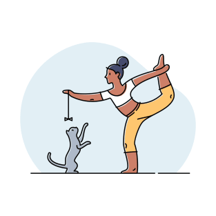 YOGA WITH CAT ILLUSTRATION T-Shirt