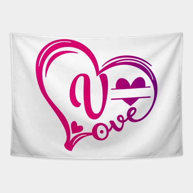 letter v monogram in the shape of love Tapestry by Candy Store