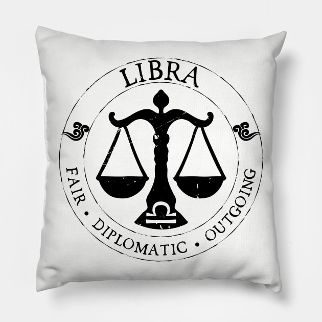 Libra Zodiac Birthday Star Sign Zodiac Gift Pillow by atomguy