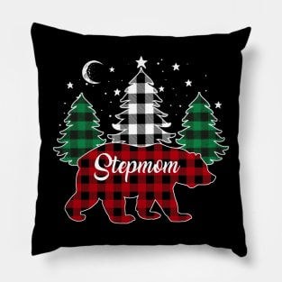 Stepmom Bear Buffalo Red Plaid Matching Family Christmas Pillow