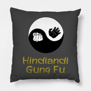 Hindiandi Gung Fu Yin Yang with Gold Caption Pillow