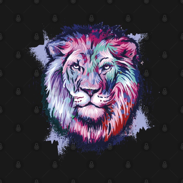 Lion Head Grunge Watercolor Style by Kali Space