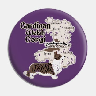 Cardigan Welsh Corgi with Map of Cardiganshire Pin