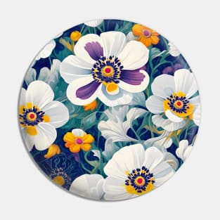 White Yellow Anemones Fantasy Pin