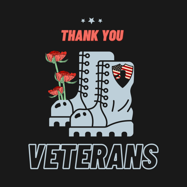 Thank you veterans combat boots poppy flower, Veterans Day Gifts by WhatsDax
