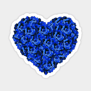 Blue Rose Flower Heart Magnet