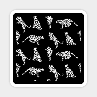 Black and White Leopard Silhouettes Magnet