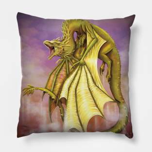 Golden dragon flight Pillow