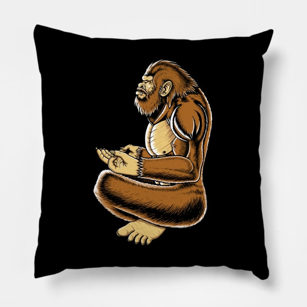 Big foot meditation peaceful mind fanny Sasquatch Pillow by Artardishop