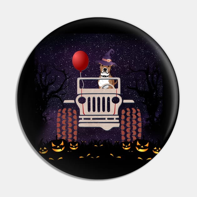 JP Scared Pitbull in The Car Halloween Pin by Chapmanx