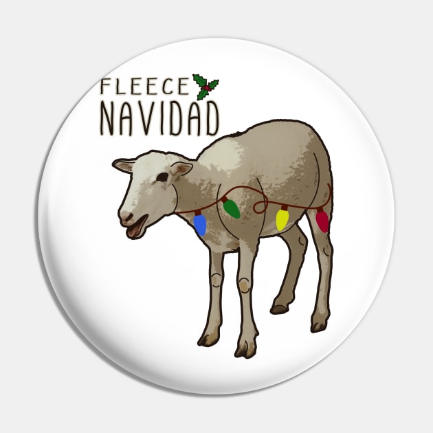 Fleece Feliz Navidad Pun Christmas Sheep with Lights Pin by charlescheshire