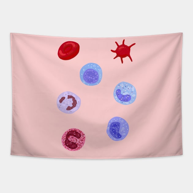 Hand Drawn Normal Blood Cells Pack Tapestry by Sofia Sava