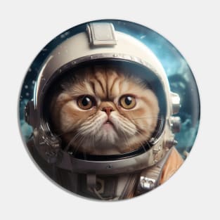 Astronaut Cat in Space - Exotic Shorthair Pin