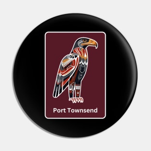 Port Townsend Washington Native American Indian American Red Background Eagle Hawk Haida Pin