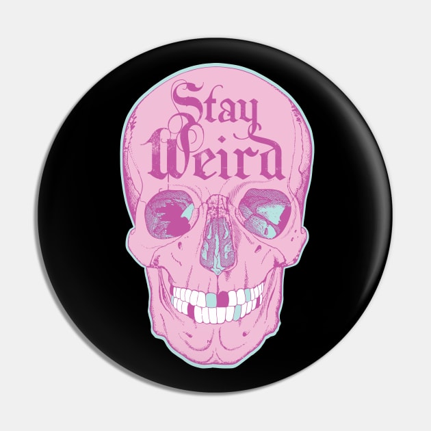 Stay Weird Pastel Goth Skull Pin by August Design