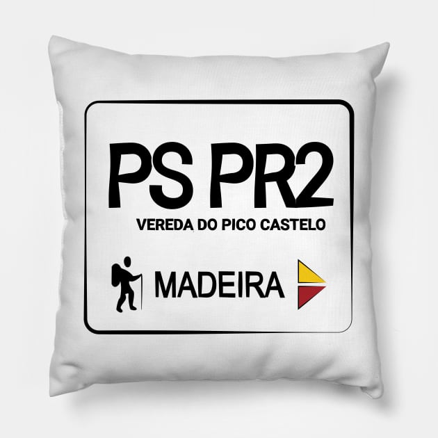 Madeira Island PS PR2 VEREDA DO PICO CASTELO logo Pillow by Donaby