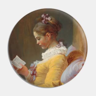 Young Girl Reading Painting by Jean-Honoré Fragonard Pin