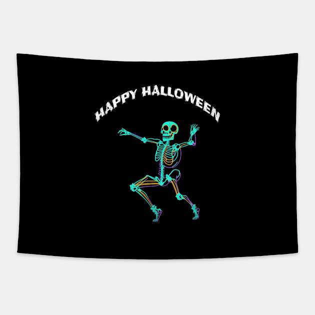 A Funny Dancing Skeleton in Halloween Tapestry by halazidan