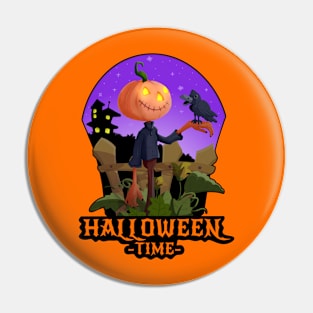 Halloween Time With Jack O Lantern Pin