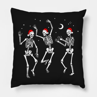 Christmas Dancing Skeletons in Santa Hats Pillow