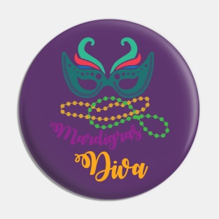 Mardi Gras Diva T-shirt and Apparel Pin