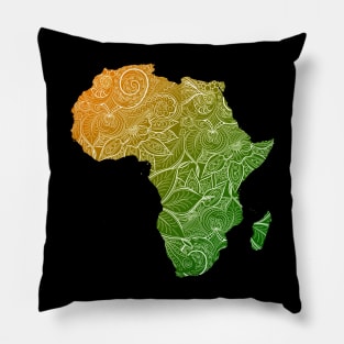 Colorful mandala art map of Africa with text in green and orange Pillow