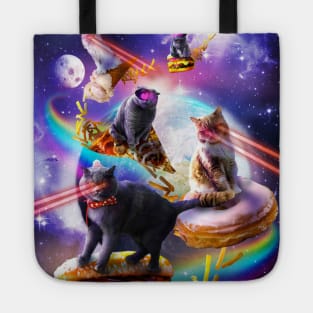 Galaxy Laser Space Cat On Burger Pizza Donut Ice Cream Tote