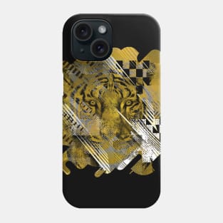 Tiger in gold Abstract Digital art Phone Case