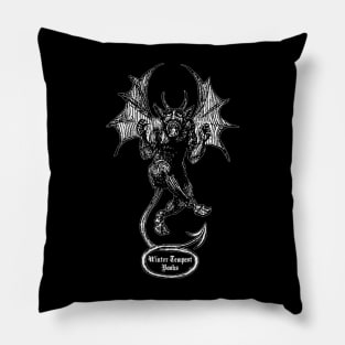 Cute Vingage Devil: Winter Tempest Books Logo, White Letters T-Shirt Pillow