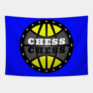 Chess Logo in Black, White and Yellow Tapestry