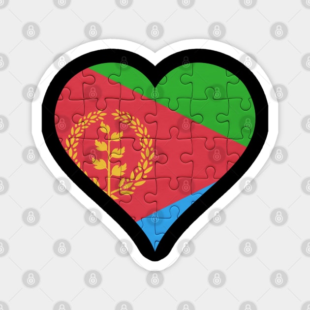 Eritrean Jigsaw Puzzle Heart Design - Gift for Eritrean With Eritrea Roots Magnet by Country Flags