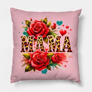 Red Rose Leopard Mama Pillow