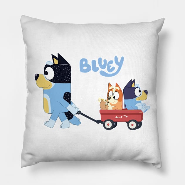 Bluey Bandit, Bluey, Bingo Wagon Ride Pillow by slengekan