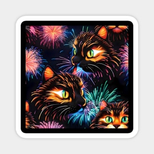 Cats Fireworks Show Magnet