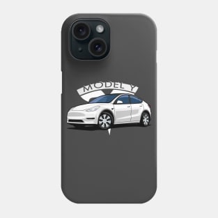 Model Y electric car white Phone Case